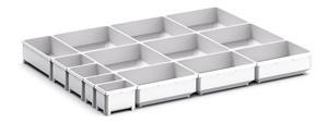 14 Compartment Box Kit 75mm High x 650W x 525D drawer Bott Drawer Cabinets 525 Depth with 650mm wide full extension drawers 43020796 